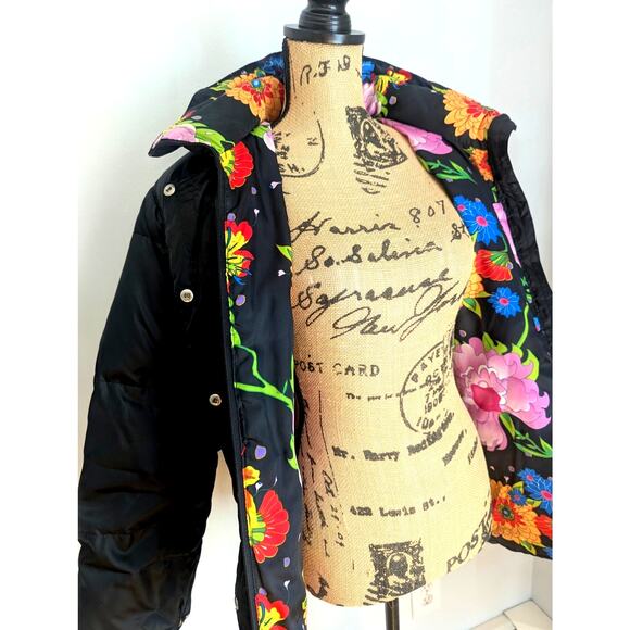 Skea Puffer Ski Jacket Paris Vail Floral Interior, New Silk Snaps, Womens Sz 8 - Picture 4 of 11